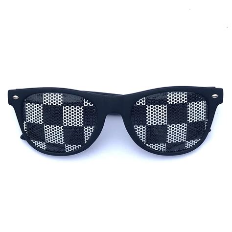 designer checkered sunglasses black white